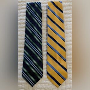 Two Chaps 100% Silk Men’s Striped Ties, EUC